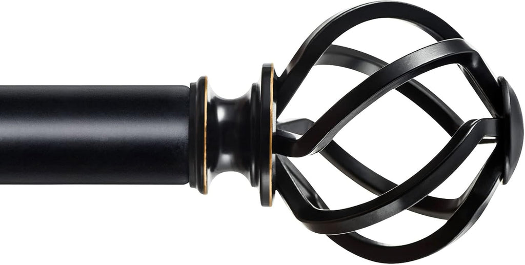 Black Curtain Rods for Windows, Long Drapery Rods| 1 Inch Heavy Duty, Single Curtain Pole, Easy Wall