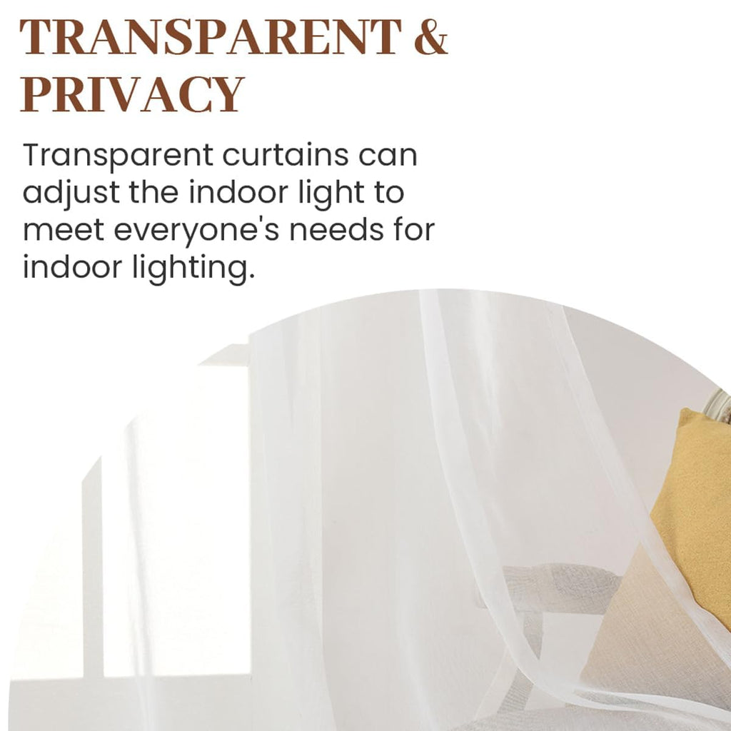 Rod Pocket Solid Sheer Curtains, White, 72" W x 84" L
