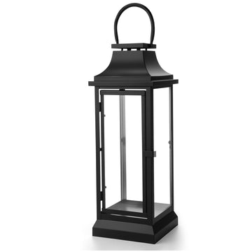 Farmhouse Large Lanterns for Outdoor 30 Inch Black Metal Lanterns with Glass Panels Hanging for Table Porch Vintage
