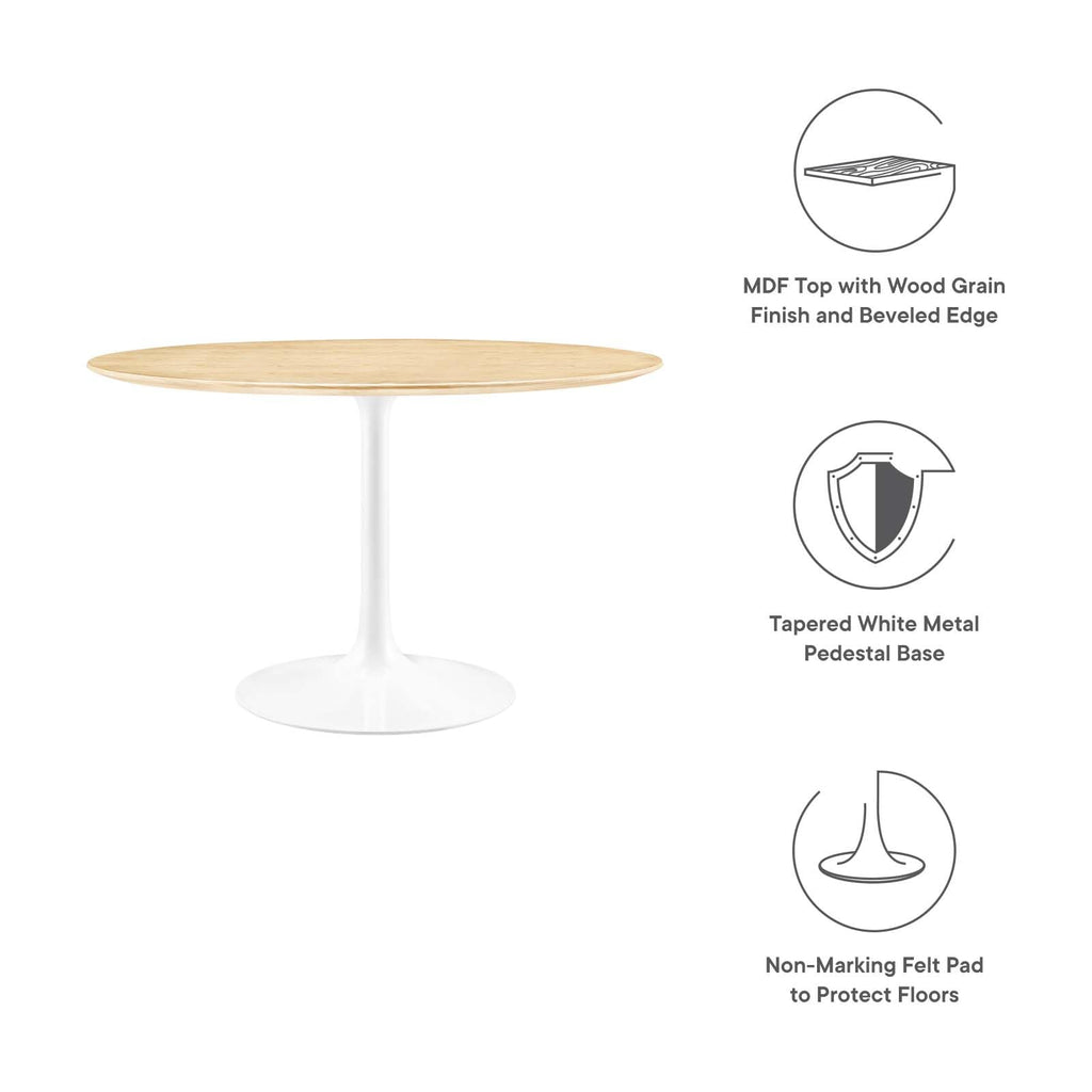 Lippa Dining Table, 48", White Natural