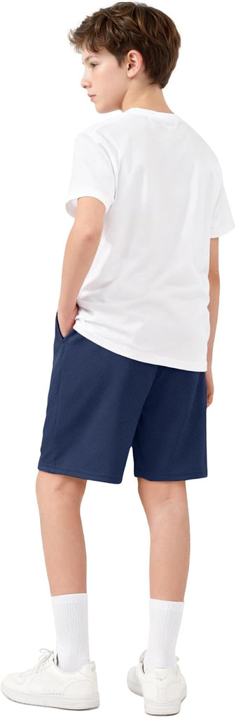 Boys Athletic Shorts 3 Pack Kids Quick Dry Mesh Short with Pockets
