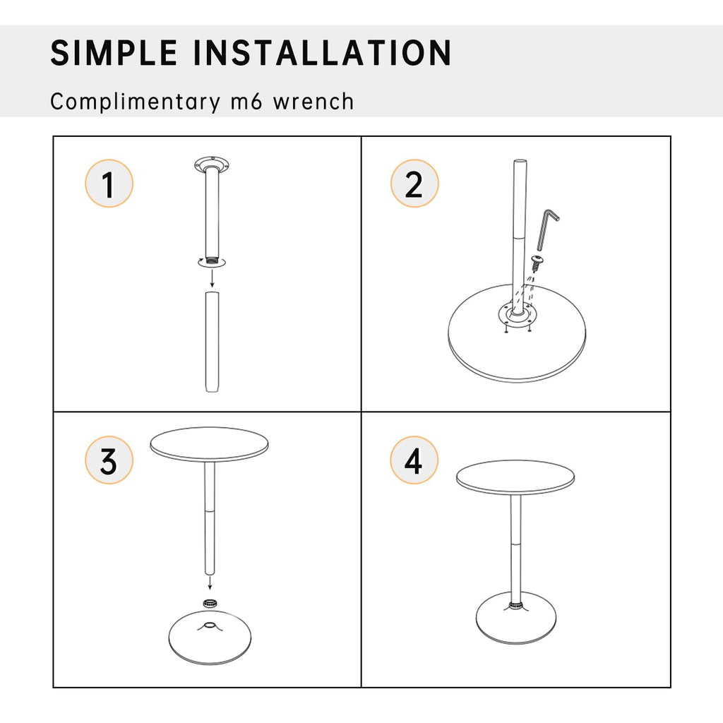 Round Bar Table 40" Height Modern Pub Table, Black