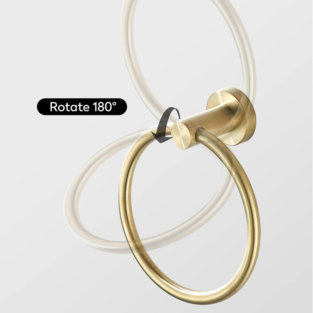 Gold Bathroom Hardware Set, Brushed Gold Toilet Paper Holder Towel Ring and 2 Robe Hook Bathroom Accessories Hand