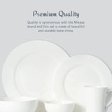 Delray 40-Piece Bone China Dinnerware Set, White Round Dishes for 8