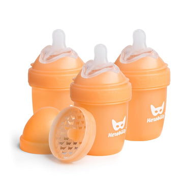 Anti-Colic Baby Bottles 5 fl oz/140 ml - Pack of 3 Newborn Baby Bottles, Slow Flow Plastic Bottles, Breast-Shaped