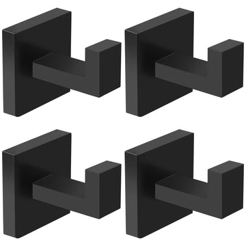 4-Pack Towel Hooks Hand Towel Holder Bathroom Robe Hanger Black