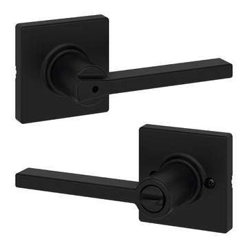 Casey Privacy Door Lever with Lock, Matte Black