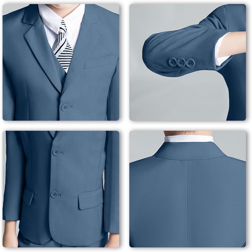 Boy's Formal Suit Set Slim Fit Kids Tuxedo Suits for Wedding Boy Outfit
