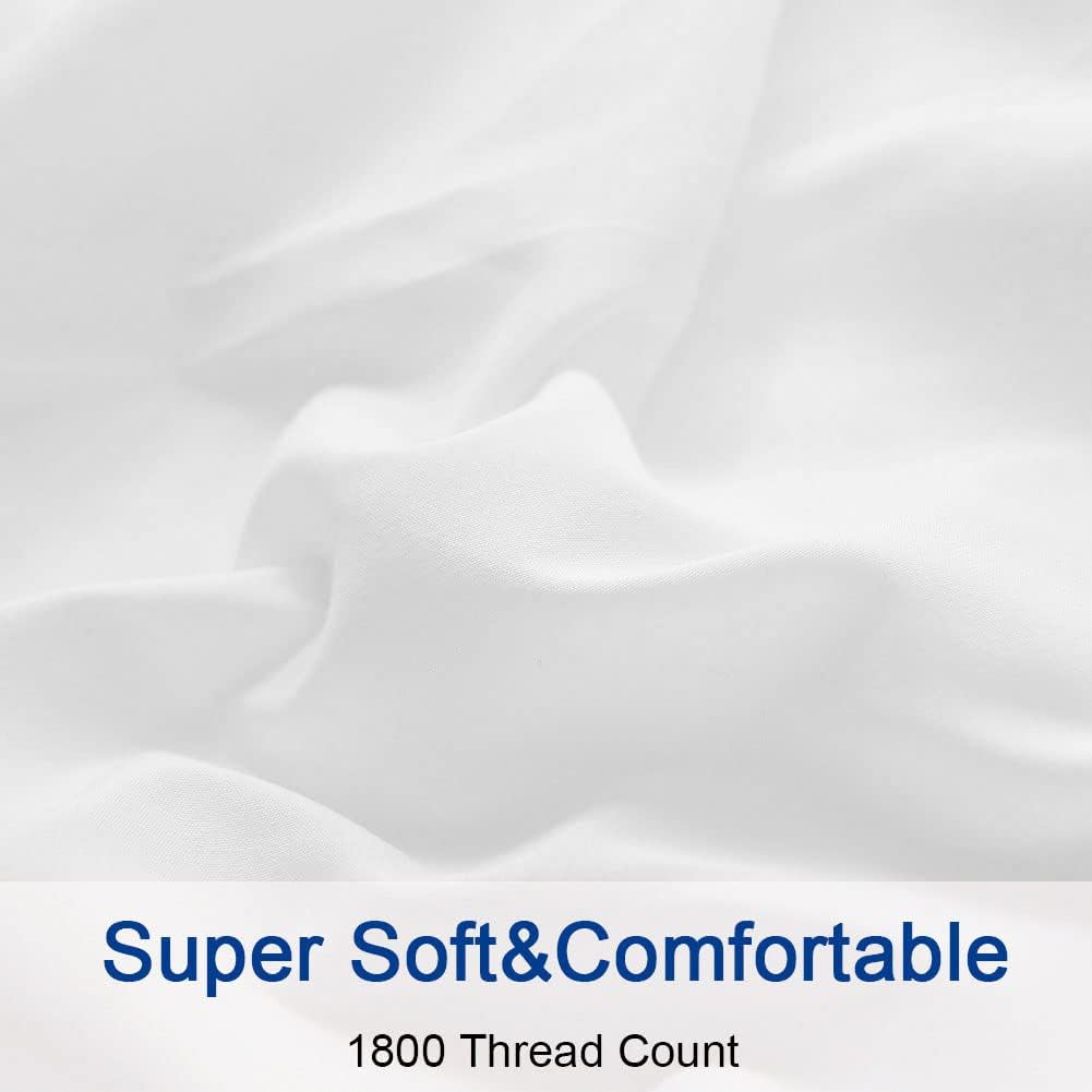 Bed Sheet Set Super Soft Microfiber 1800 Series Luxury Egyptian Sheets 16-Inch Deep Pocket Wrinkle and Hypoallergenic-4 Piece(Queen White)