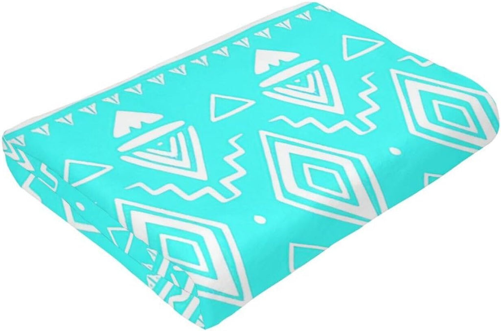 Turquoise Teal Western Boho Tribal Throw Blanket Gifts for Women, Soft Fuzzy Warm Cozy Flannel Blankets, Travel