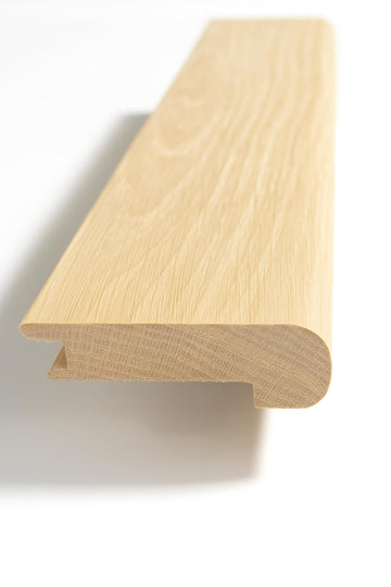 American White Oak Stair Nosing for 1/2" Flooring Thickness, Unfinished, bullnose Front, 4' Length