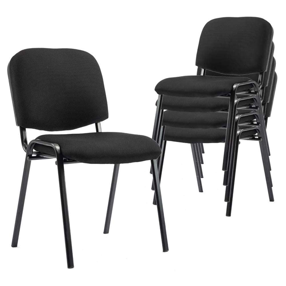Stackable Office Guest Chairs, Reception Waiting Room Chairs with Padded Seat & Back, Armless No Wheels Conference