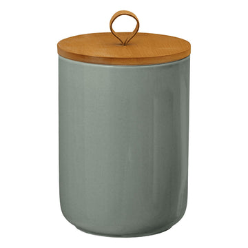 Ceramic Storage Jars, Modern Airtight Canisters with Wooden Lid (Light grey)