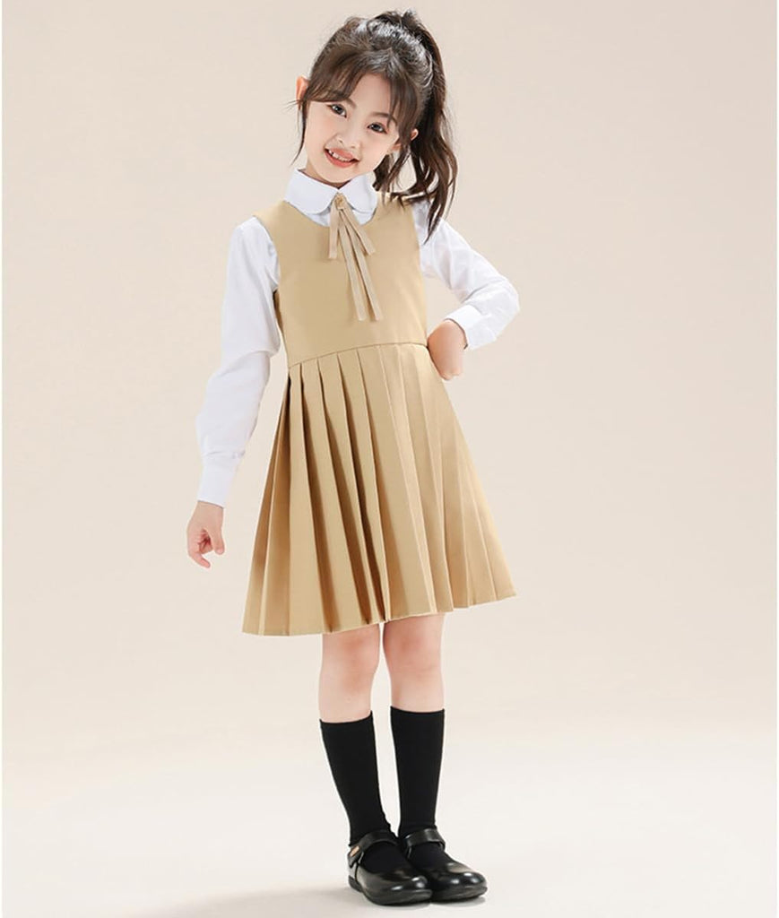 Girls' School Uniform Jumper Sleeveless Knee Length A-Line Dress