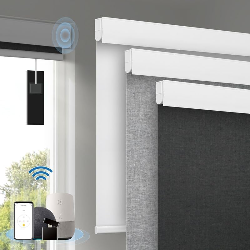 Motorized Blinds with Remote, Smart Automatic Roller Shades  - Light Black