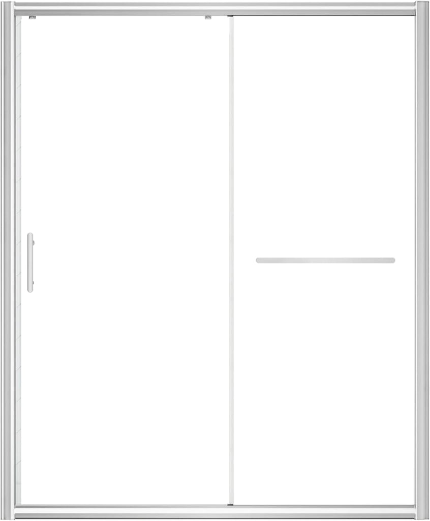 Black Grid Sliding Shower Door 55-60" W x 72" H, Matte Black, Single Sliding Door, Framed