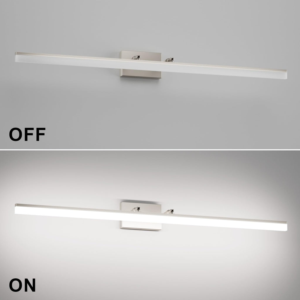 48inch Brushed Nickel Bathroom Llight Fixtures LED Vanity Light Adjustable Modern Vanity Lights Over Mirror Rotatable