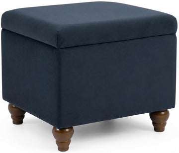 22" Medium Rectangular Storage Ottoman - Blue Velvet