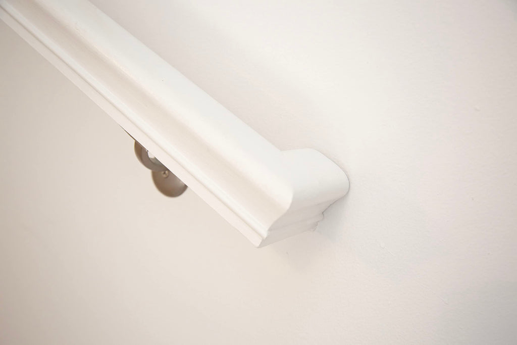 Solid Red Oak Handrail Kit with Wall Returns and Wall Mount Brackets (Matching Screws Included). 6010 Profile