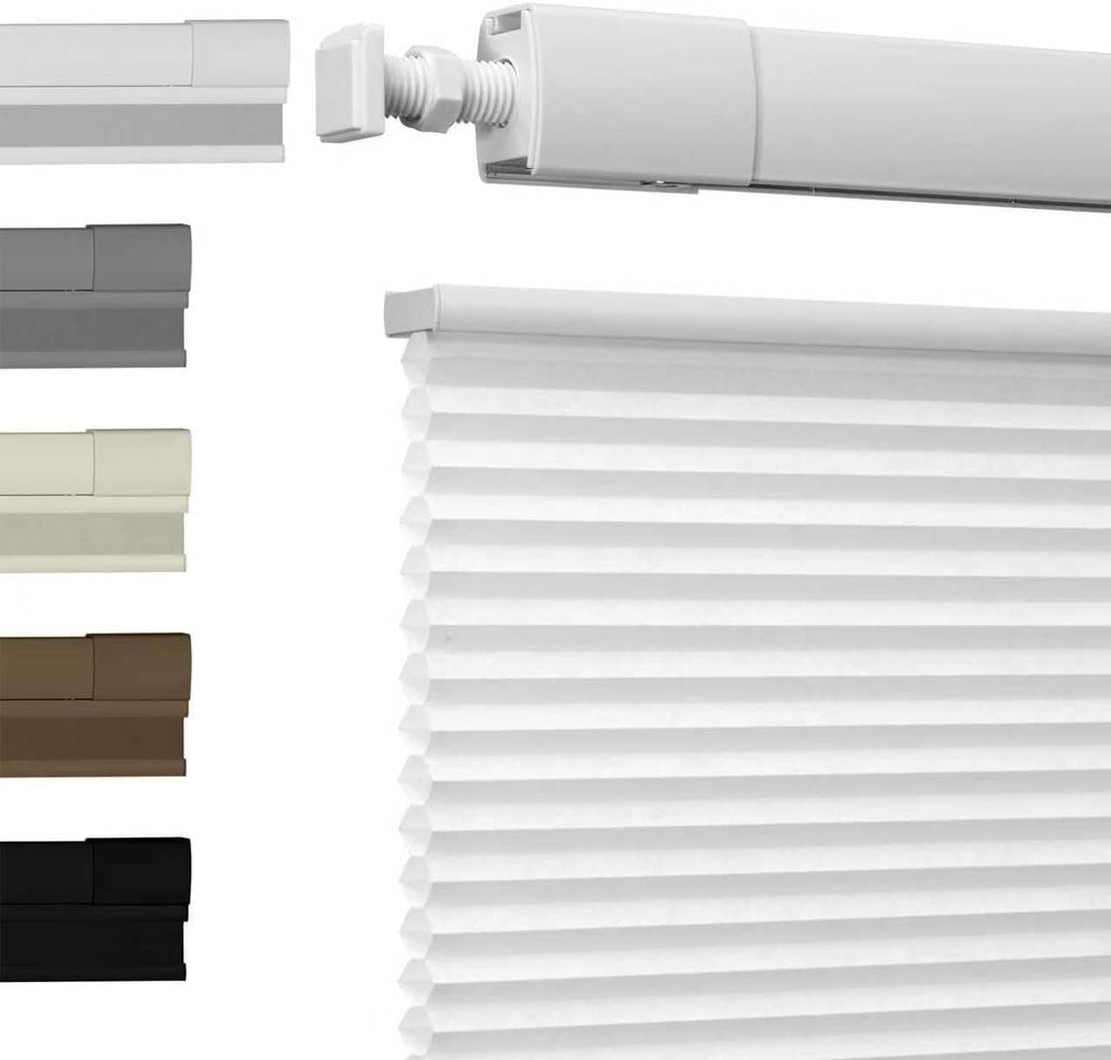 No Drill TDBU Cellular Shades for Windows,Grey, | Top Down B - White X