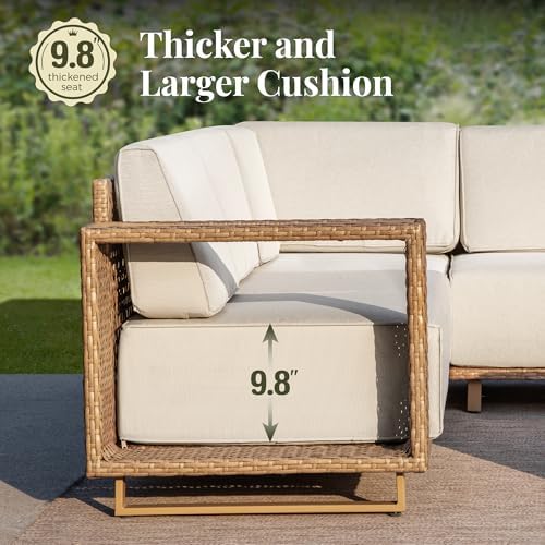 6-Piece Rattan Outdoor Patio Furniture Set with Thick Cushions for Backyard, Garden & Porch