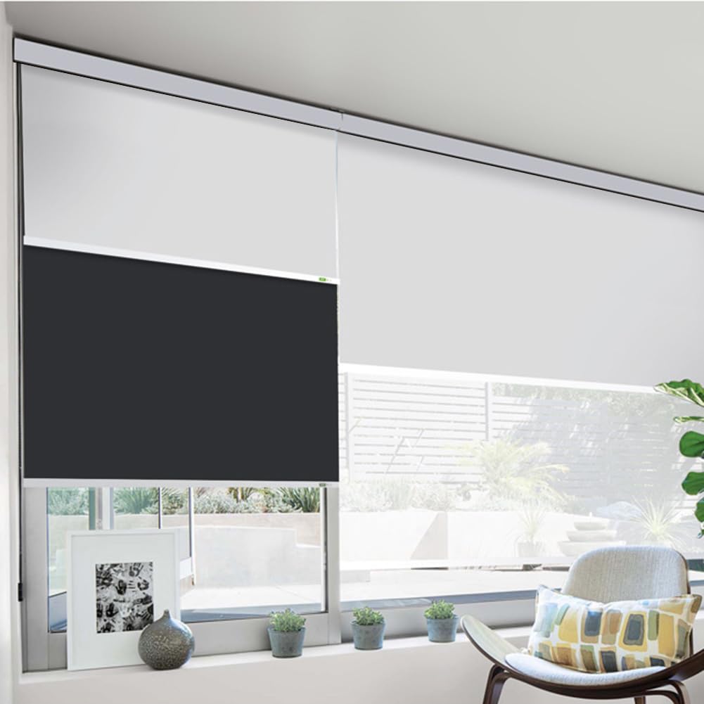 Motorized Day & Night Dual Layers Roller Shades (Black)