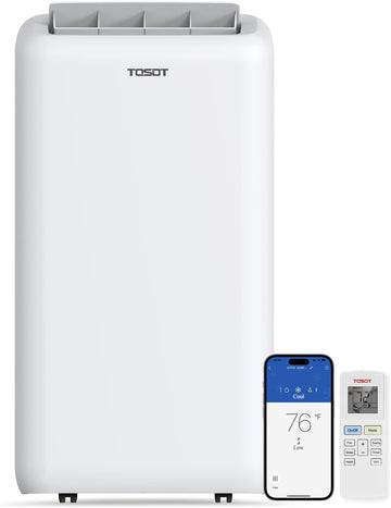 14,000BTU (9,600 BTU SACC) Smart WiFi Portable Air Conditioner with Heater, Powerful Cooling Auto Swing, Dehumidifier