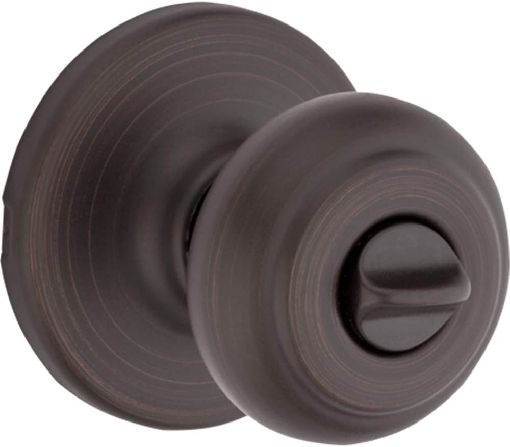 Cove Interior Privacy Door Knob with Lock, Door Handle , Venetian Bronze Keyless Turn Lock Doorknob (Pack of 4)