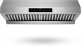 30 Inch Stainless Steel Under Cabinet Range Hood 1200 CFM 4 Speed Gesture & Touch Control, LED Lights
