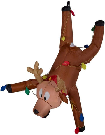 4' LED Hangin' On Reindeer Inflatable