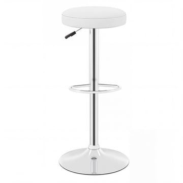 Bar Stool Set of 1, Adjustable Height PU Leather Bar Chair with Swivel Padded Seat, Footrest & Anti-Slip Base, Modern