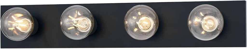 Traditional Four-Light Indoor Vanity Light Fixture, Matte Black