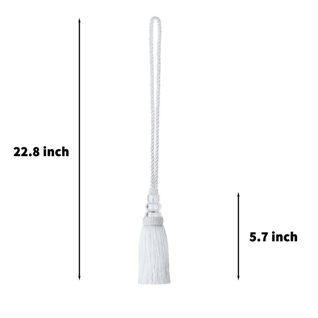 Curtain Tiebacks with Tassel, White - 6 Pack