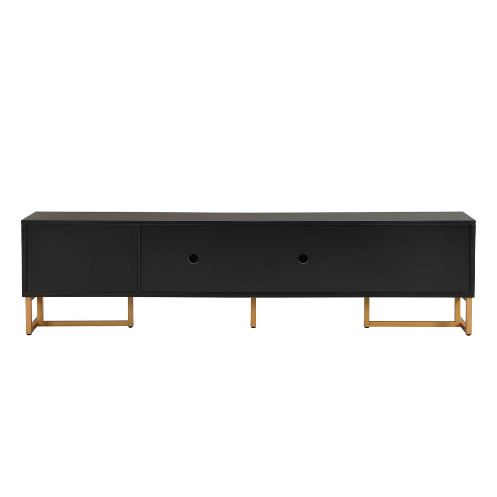 TV Stand with Storage, 68.8" Modern TV Console with 2 Doors and 4 Drawers, TV Media Console with Gold Handles and