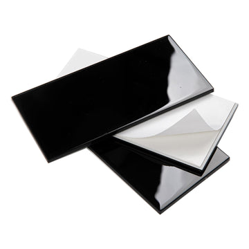 Peel and Stick Glass Subway Tiles, 3 x 6 Inch, Black Glass Tiles for Backsplash, Kitchen Backsplash Wall, Pack of 40