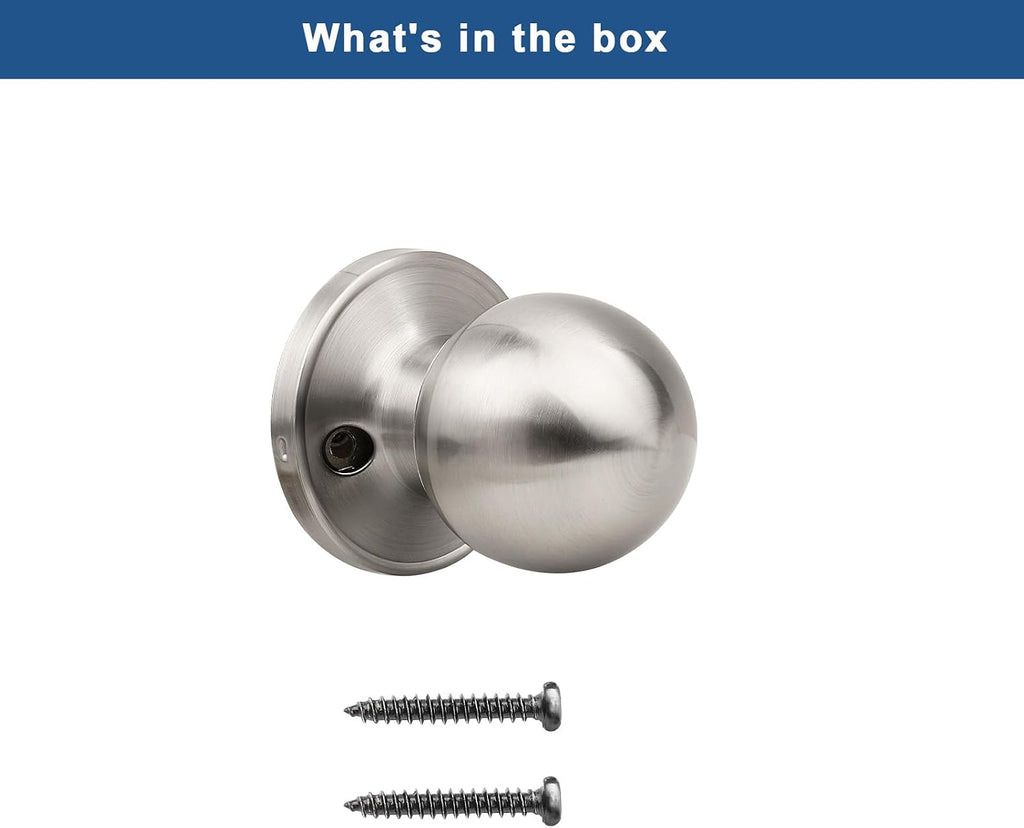 2 Pack Single Side Dummy Door Knob, Non-Turning Indoor Door Knob, Closet Door Knobs, Satin Nickel, Stainless Steel