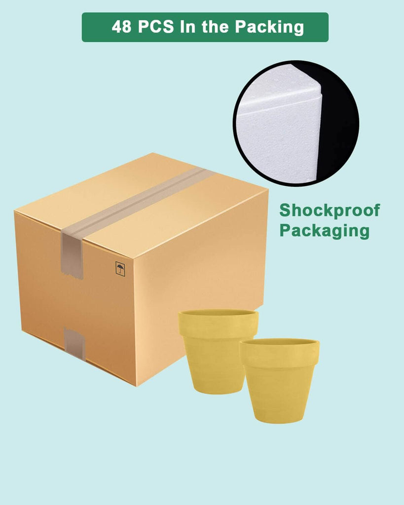 48 Pcs 2" Tiny Terracotta Pots with Drainage, Yellow Clay Pot