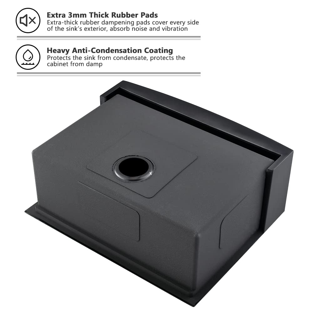 24 Inch Black Farmhouse Sink Apron Front Kitchen Sinks Workstation