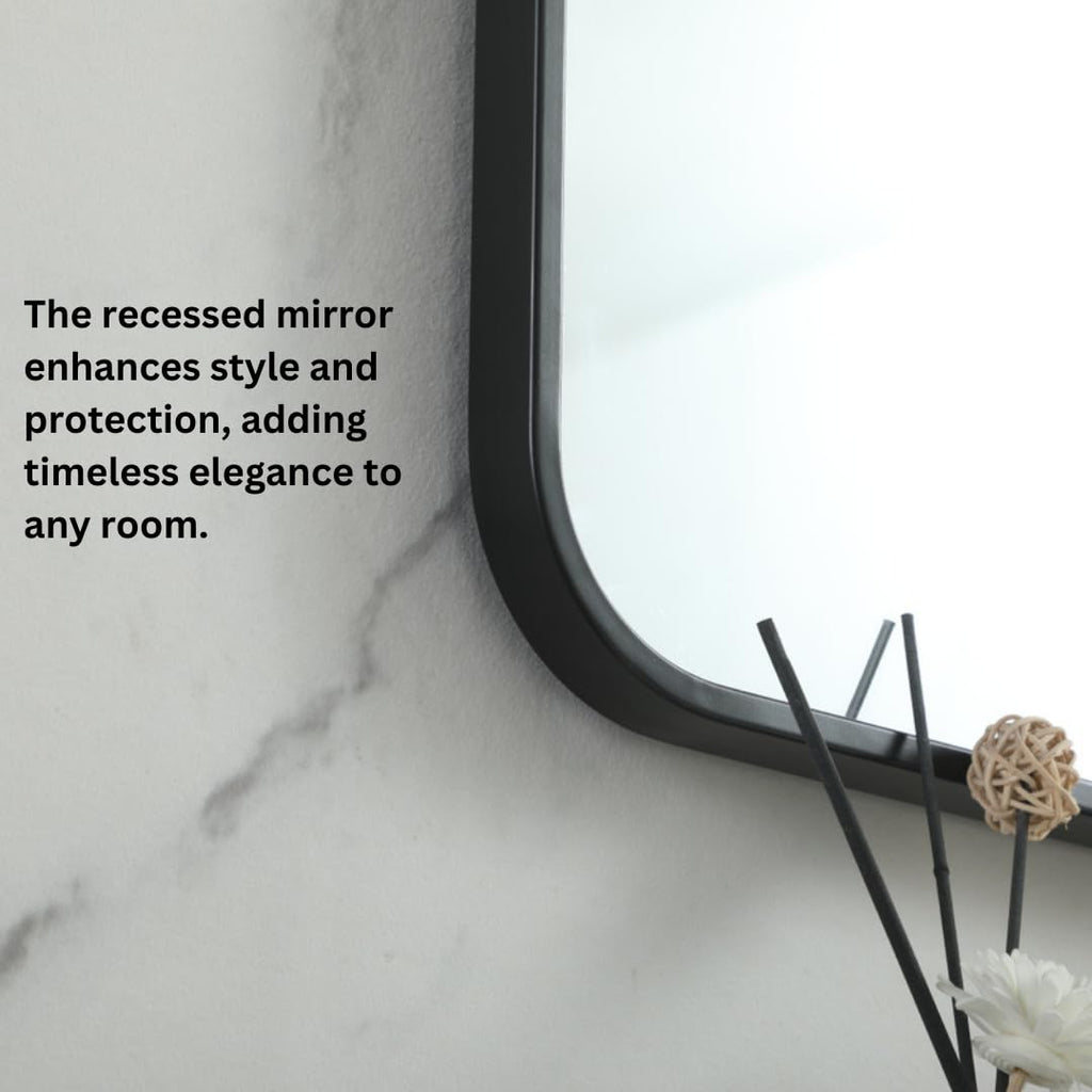 Aura 48"x48" Square Wall Mirror, Bathroom Vanity Mirror, Black