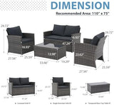 4-Piece Wicker Outdoor Patio Furniture Set - Conversation | Gray All-Weather Resistant for Patio, Garden & Porch