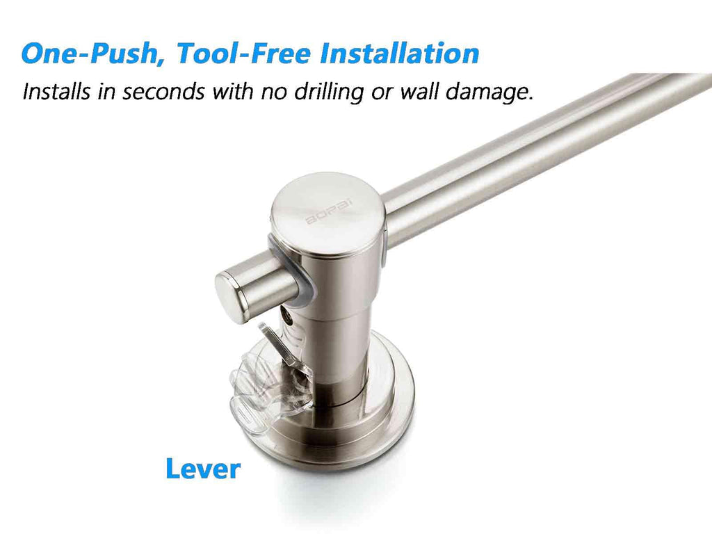 24 inch Suction Cup Towel Bar, Brushed Nickel