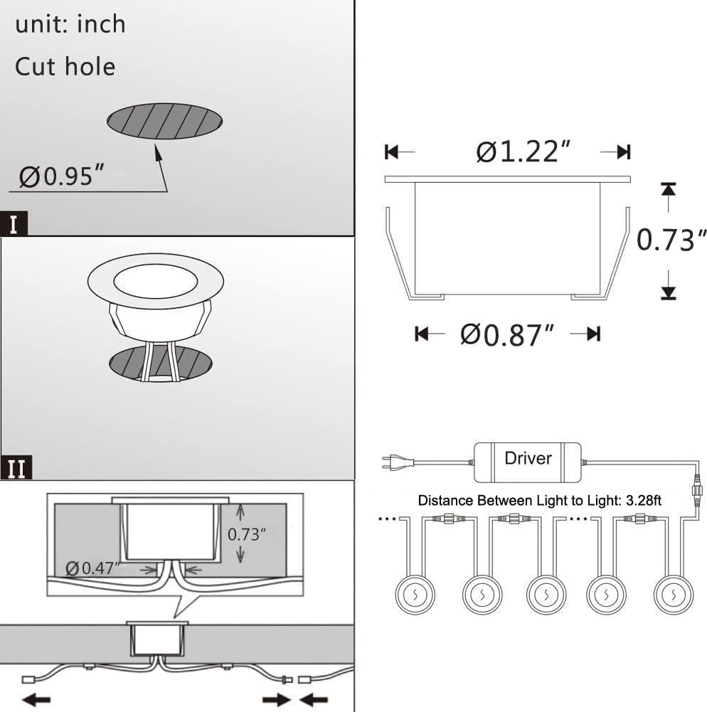 30 Pack 1.22 Inch Smart LED Deck Lights, Low Voltage RGB Outdoor Lighting