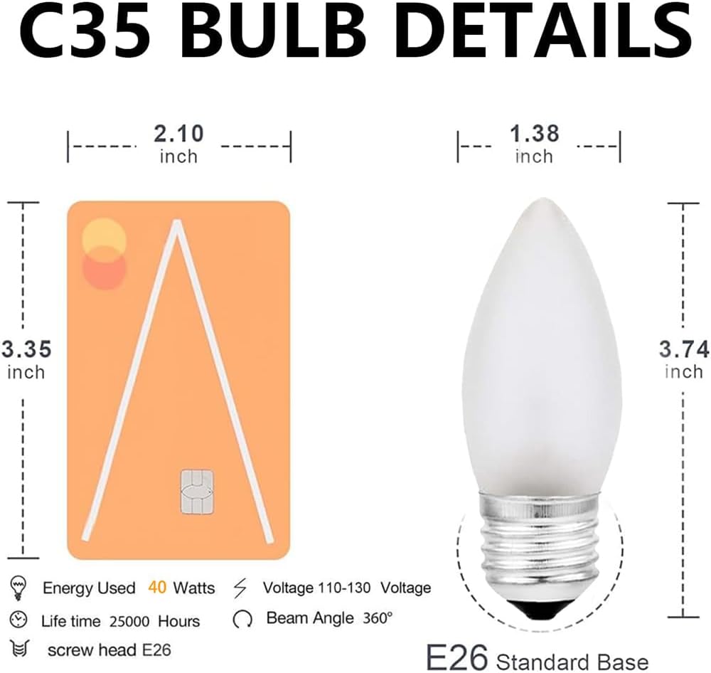 Frosted Flame Tip Chandelier Light Bulb-40W Incandescent Torpedo Tip Chandelier-40W Incandescent Torpedo Tip