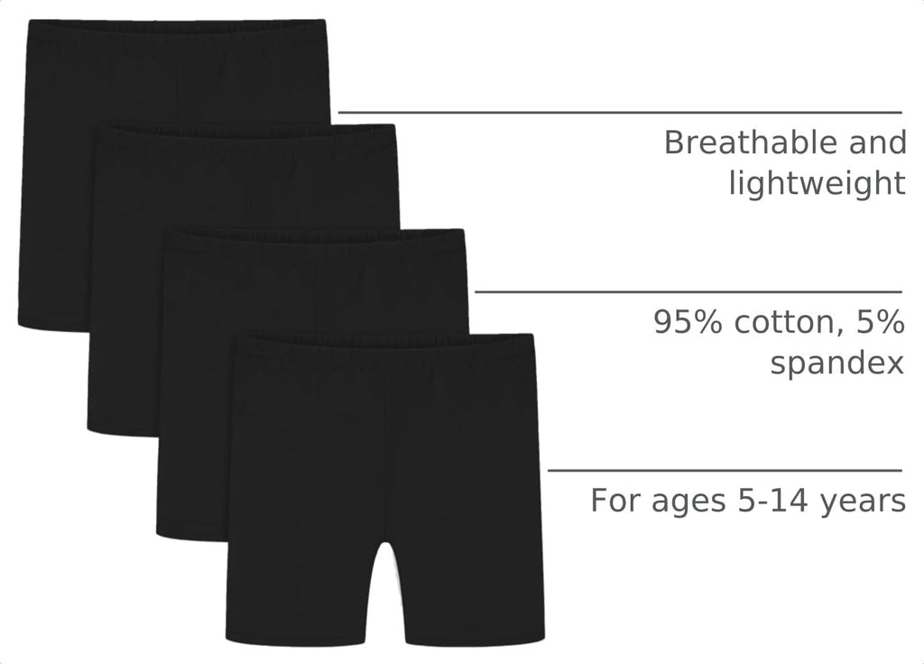 Girls Bike Shorts Kids Cartwheel Biker Under Dress Shorts 4 Pack
