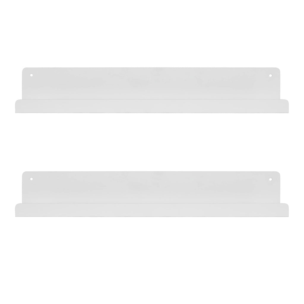 Mezzo Modern Metal Photo Display Ledge; Set of 2; 24; White; Decorative Contemporary Floating Narrow Photo Shelf Set