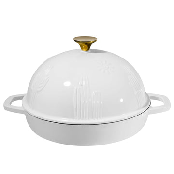 Bread Oven Cast Iron Bread Dutch Oven with Cloche Lid for Bread Baking White Enameled Cast Iron Bread Oven with Dome