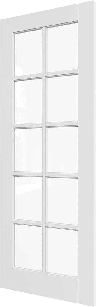 30"x80" CARB P2 Solid Core & Pre-Finished Thick SGCC Clear Glass Doors, Interior Door for Room, 10 Lite Glass Swing