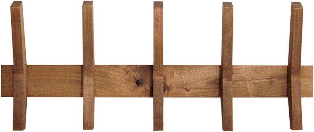 24-Inch Mid Century Coat Rack with 5 Wooden Hooks, Farmhouse Style Hookrail , and More, Solid Wood, 9.5" H x 24" W x