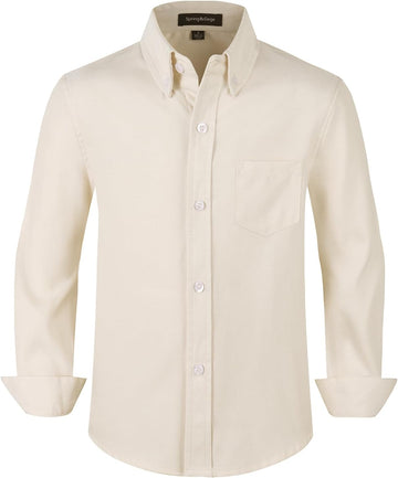 Boys Oxford Shirt Long Sleeve Formal Dress Shirt