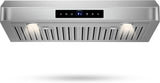 30 Inch Stainless Steel Under Cabinet Range Hood 1200 CFM 4 Speed Touch Control, LED Lights Ducted